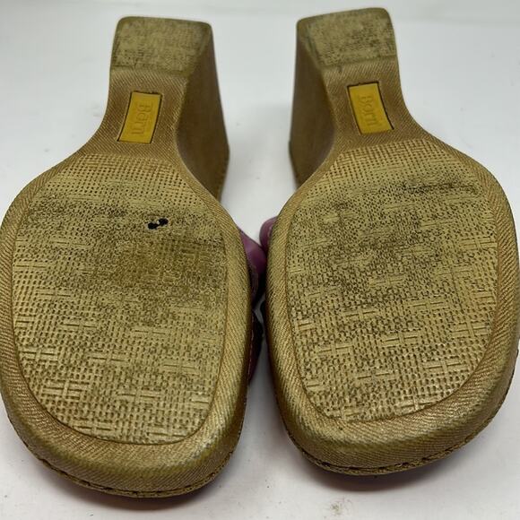 Born Women's Purple & White Leather Wedge Mule Slide Sandals Size 38 (8) - Picture 11 of 15